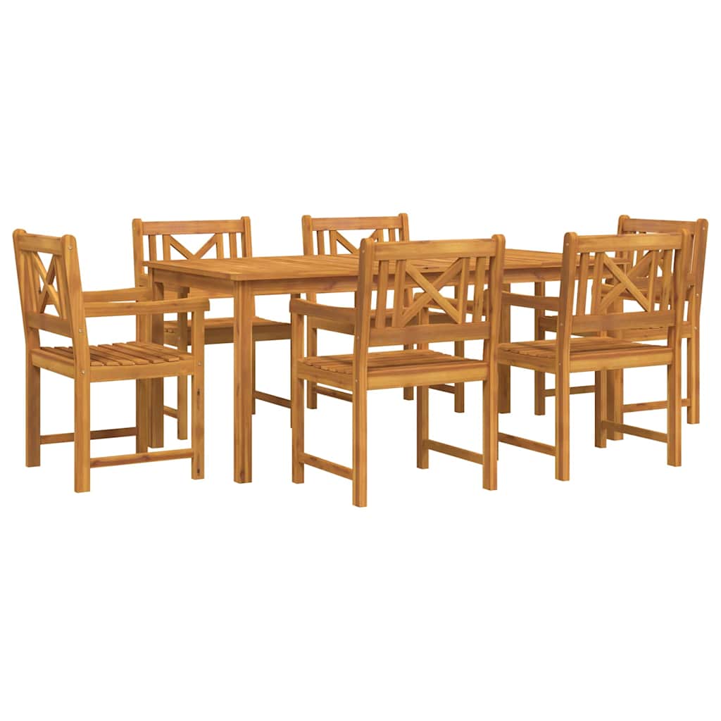 vidaXL Garden Dining Set 7 pcs Brown Solid Acacia Wood 2