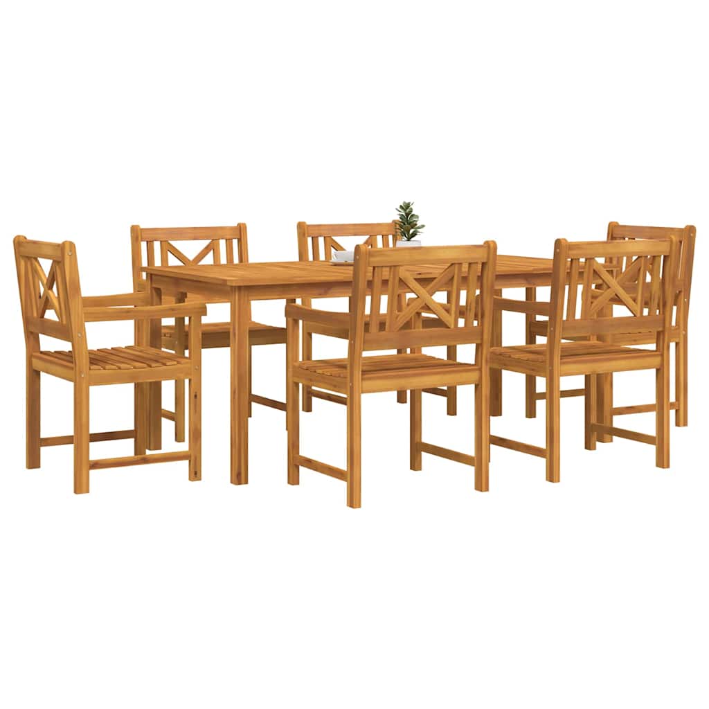 vidaXL Garden Dining Set 7 pcs Brown Solid Acacia Wood 3