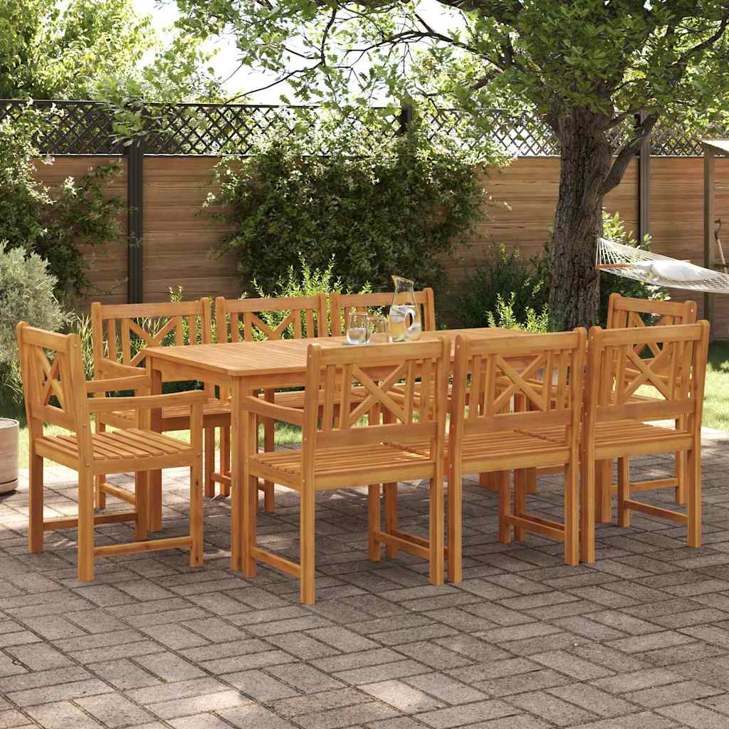 Garden Dining Set 7 pcs 6-Seaters Brown Solid Acacia Wood 180 cm table length 8-Seater