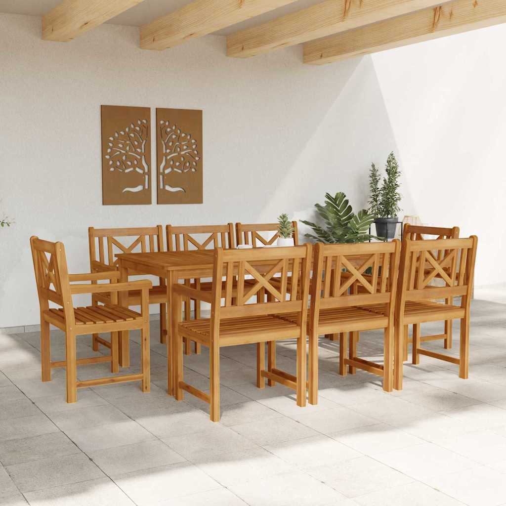 vidaXL Garden Dining Set 9 pcs Brown Solid Acacia Wood 4