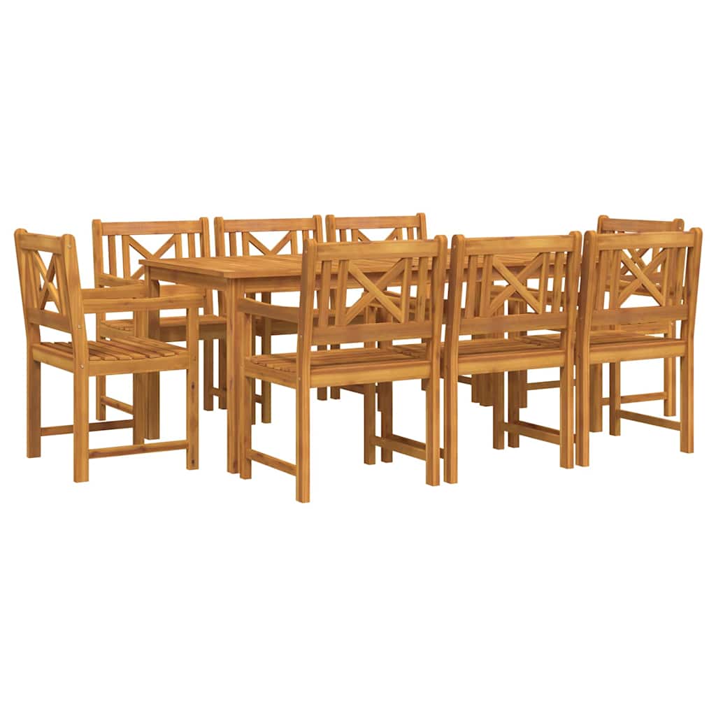 vidaXL Garden Dining Set 9 pcs Brown Solid Acacia Wood 2