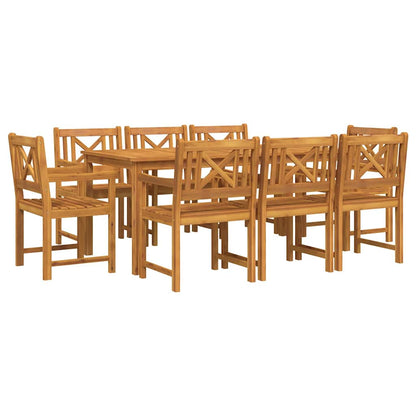 vidaXL Garden Dining Set 9 pcs Brown Solid Acacia Wood 2