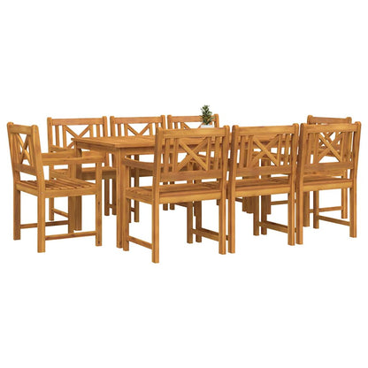 vidaXL Garden Dining Set 9 pcs Brown Solid Acacia Wood 3