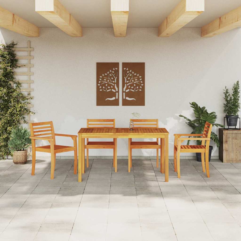 vidaXL Garden Dining Set 5 pcs Brown Solid Acacia Wood 4