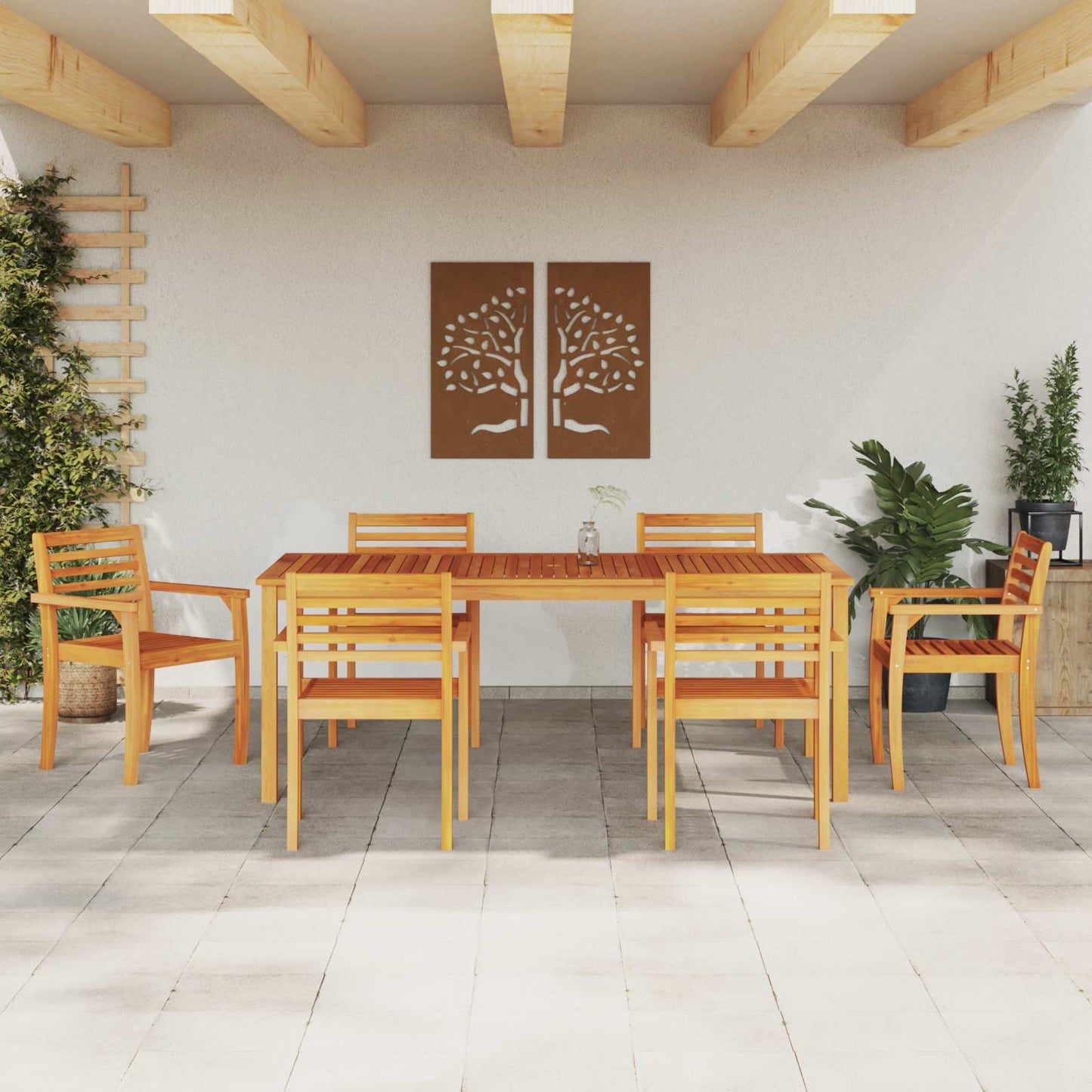 vidaXL Garden Dining Set 7 pcs Brown Solid Acacia Wood 4