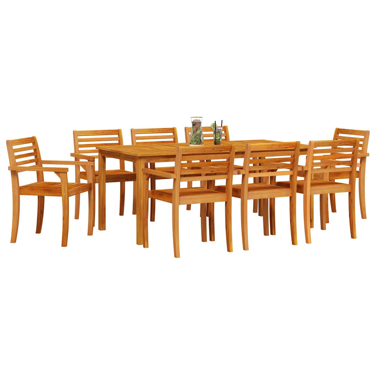 vidaXL Garden Dining Set 9 pcs Brown Solid Acacia Wood 3