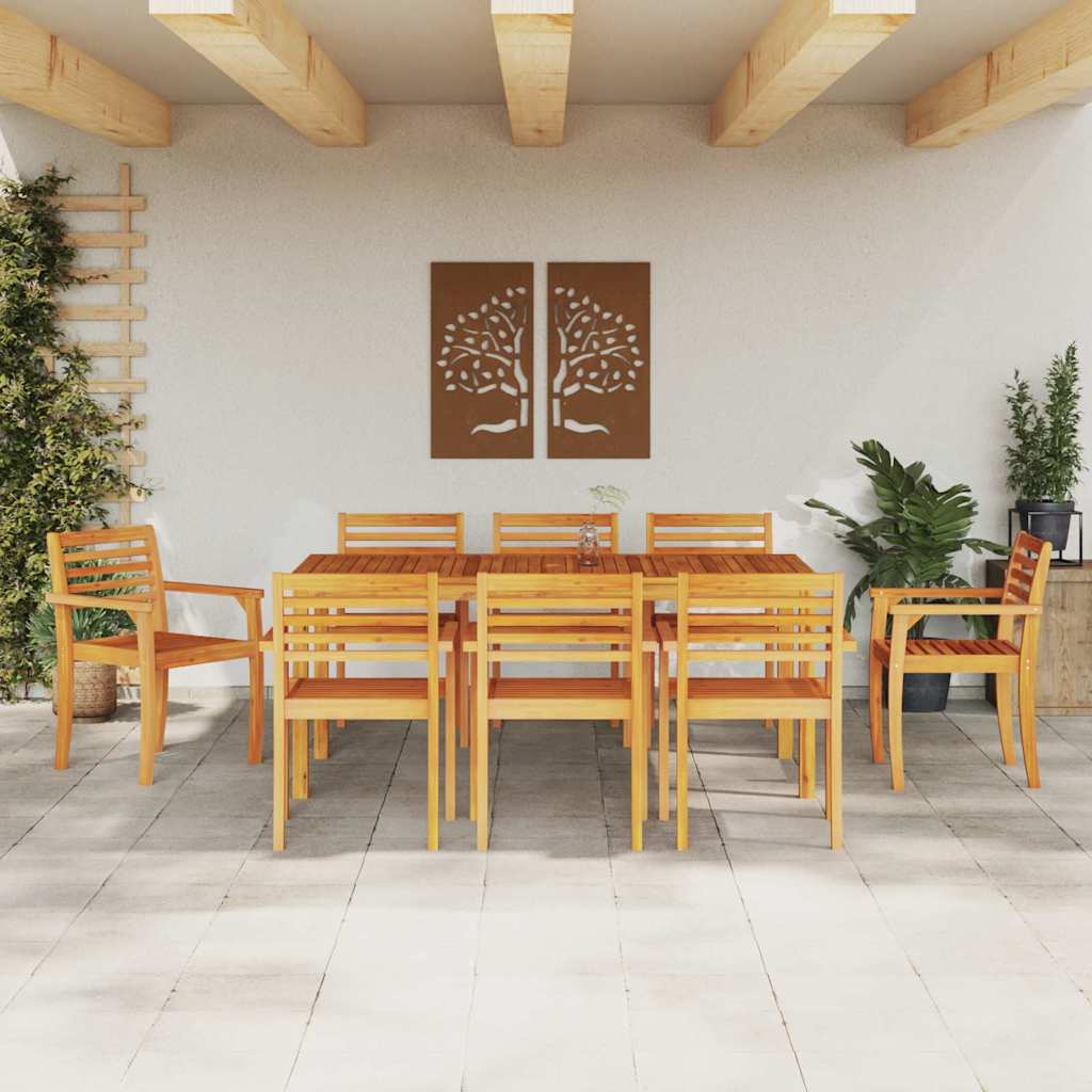vidaXL Garden Dining Set 9 pcs Brown Solid Acacia Wood 4