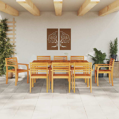 vidaXL Garden Dining Set 9 pcs Brown Solid Acacia Wood 4