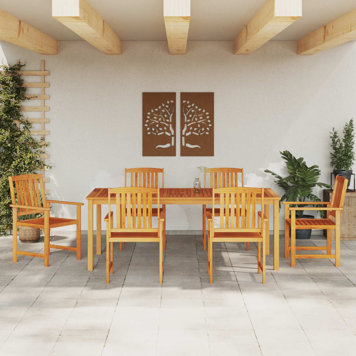 vidaXL Garden Dining Set 7 pcs Brown Solid Acacia Wood 4
