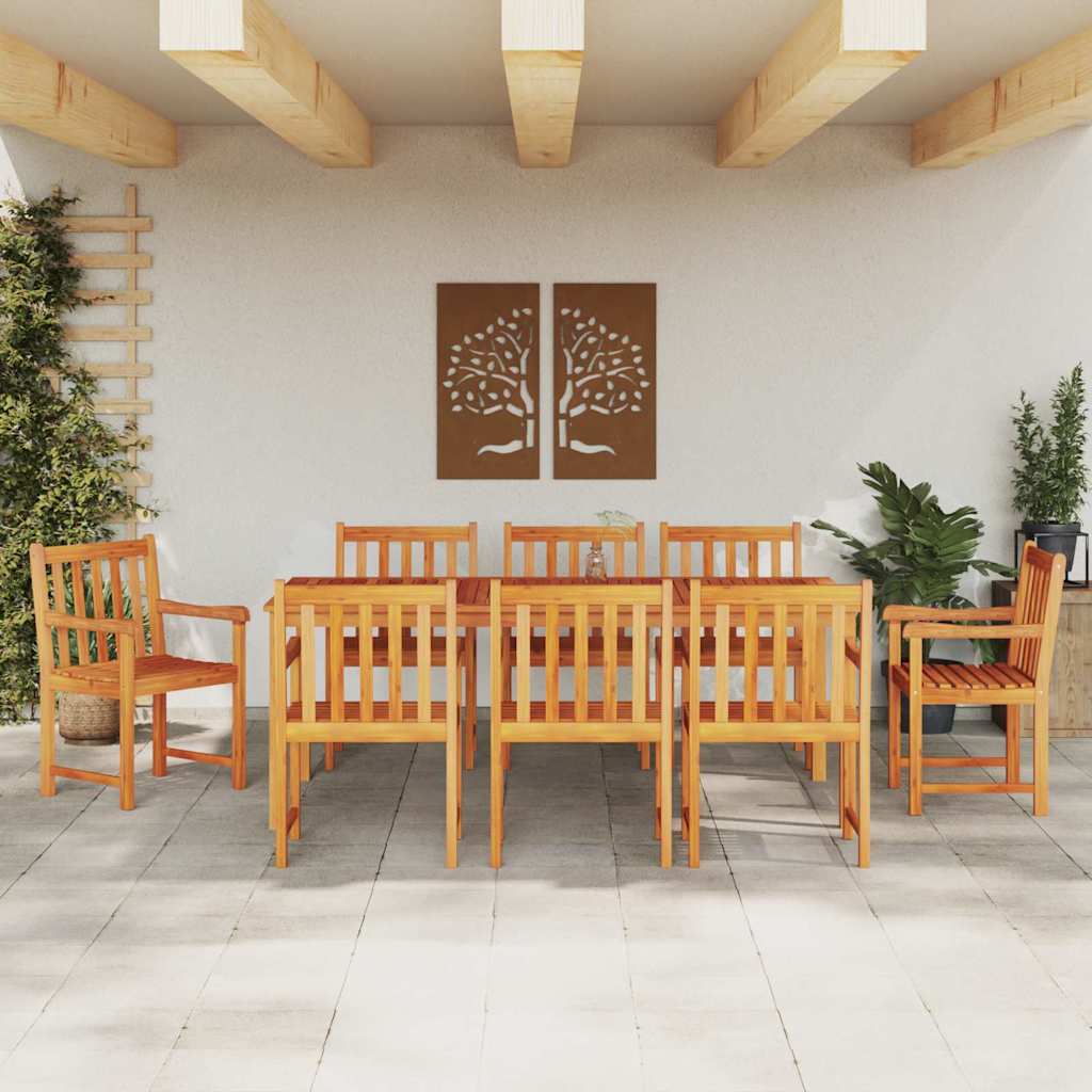 vidaXL Garden Dining Set 9 pcs Brown Solid Acacia Wood 4