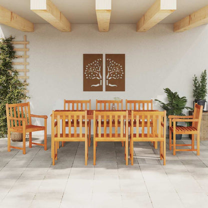 vidaXL Garden Dining Set 9 pcs Brown Solid Acacia Wood 4