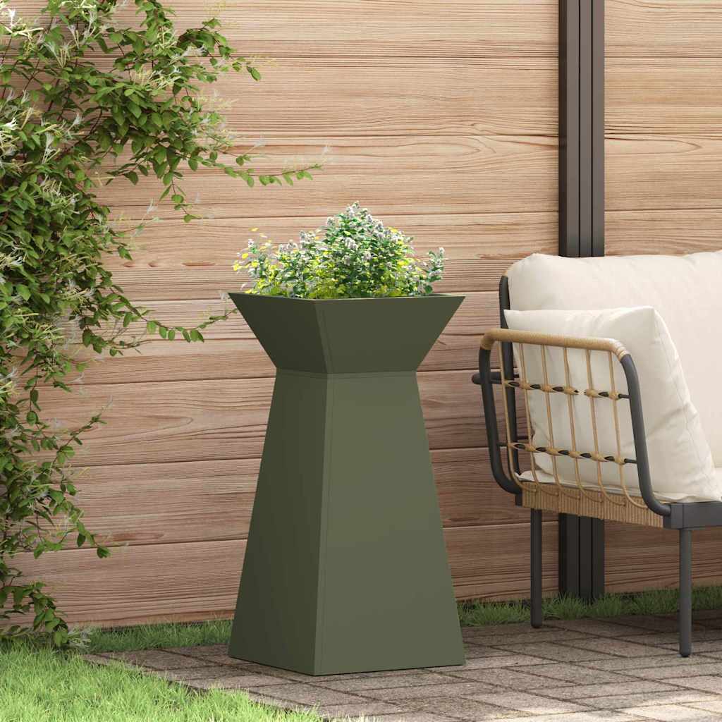 Pillar Planter 35 x 35 x 73 cm Cold-rolled Steel Olive green 1