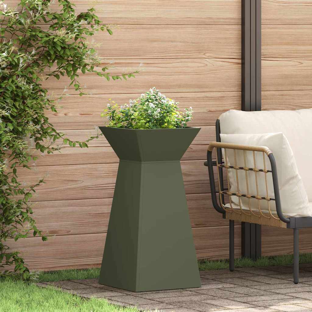 Pillar Planter 35 x 35 x 73 cm Cold-rolled Steel Olive green 2