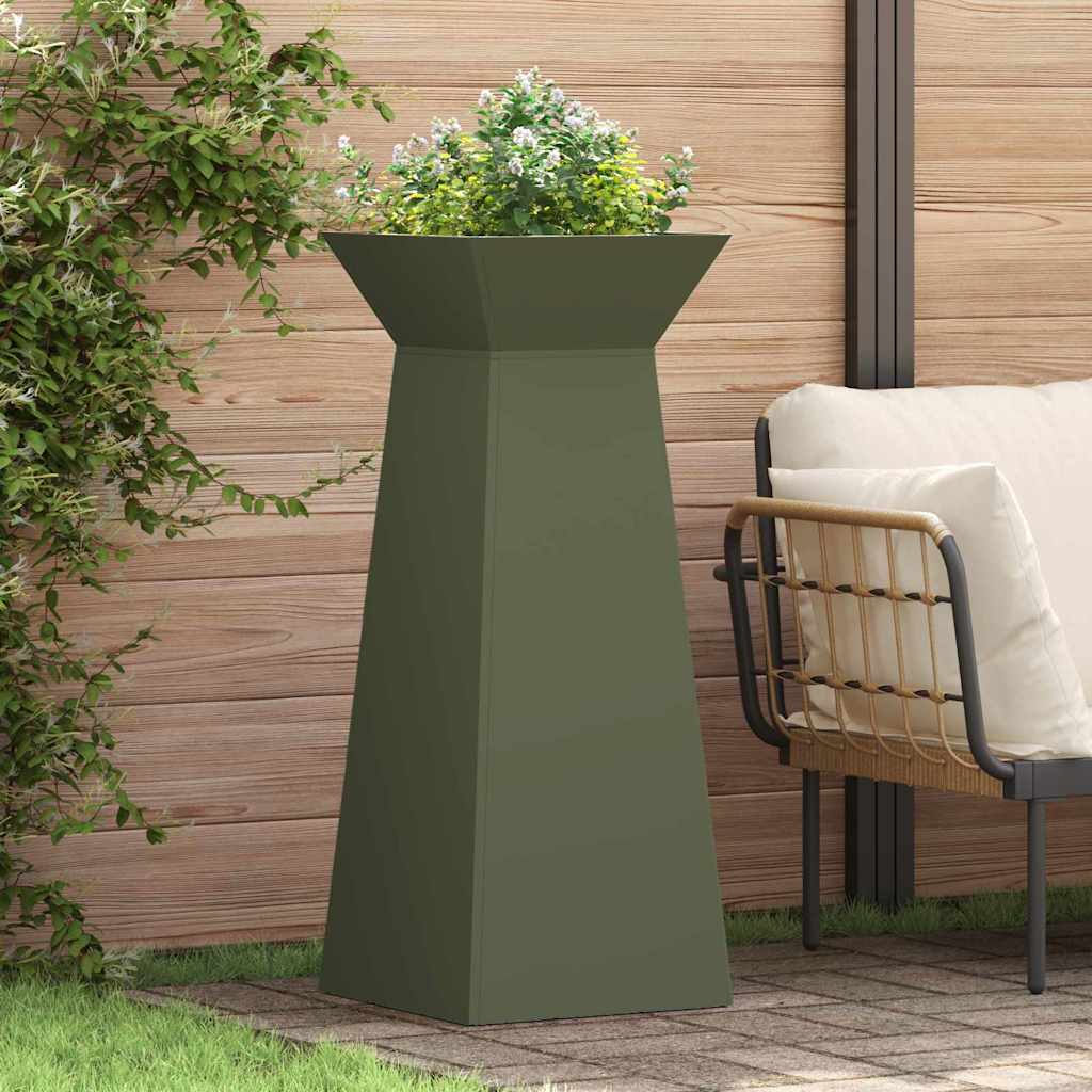 Pillar Planter 40 x 40 x 100 cm Cold-rolled Steel Olive green 2