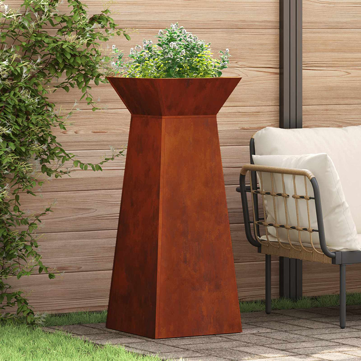 Pillar Planter 40 x 40 x 100 cm Cold-rolled Steel Weathering steel 1