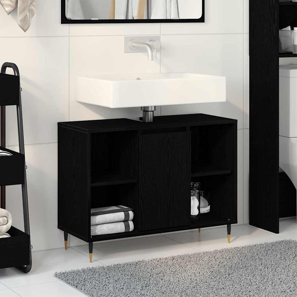 Bathroom Cabinet 80x33x60 cm Engineered Wood Black oak