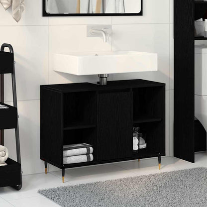 Bathroom Cabinet 80x33x60 cm Engineered Wood Black oak