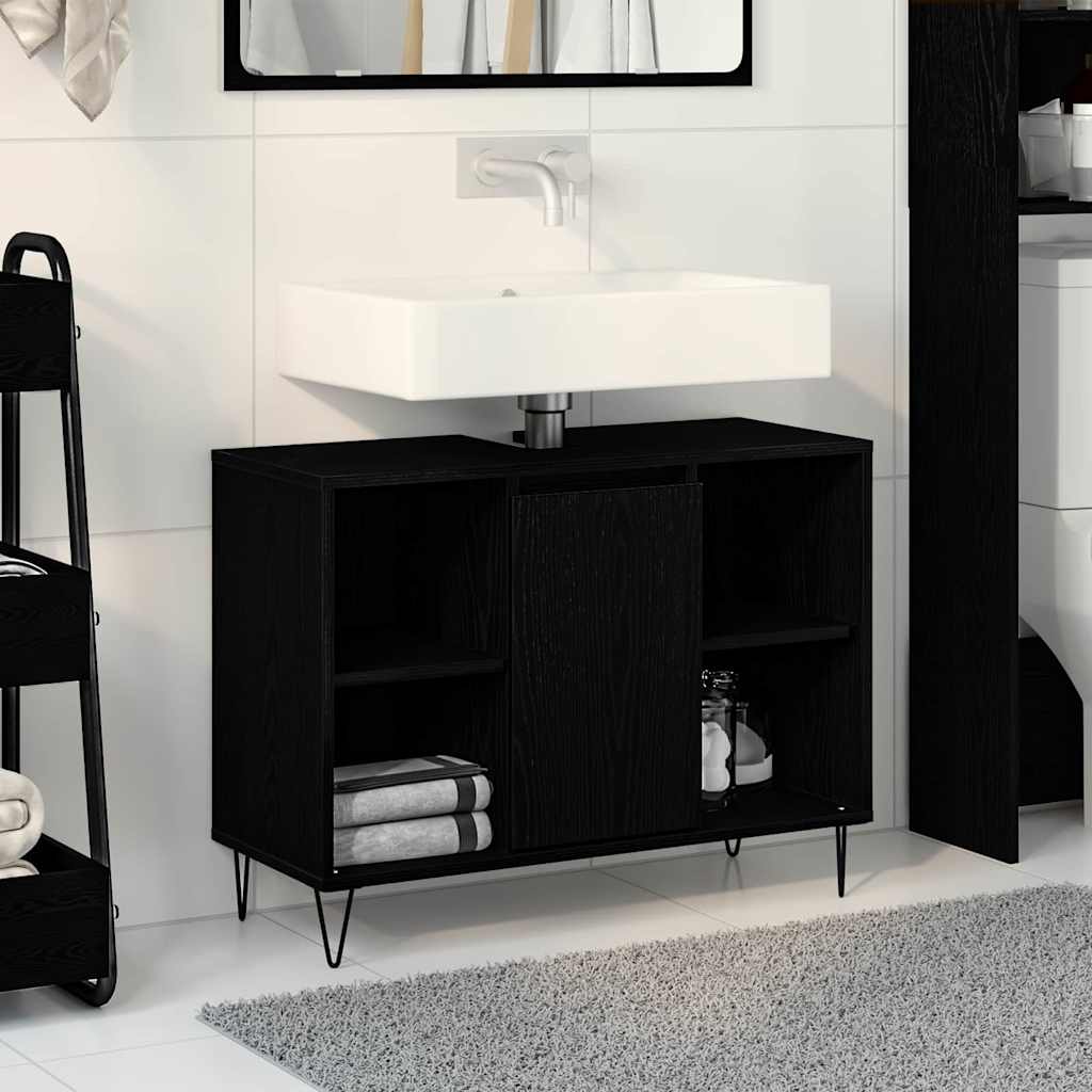 Bathroom Cabinet 80x33x60 cm Engineered Wood Black oak