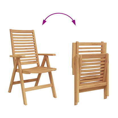 vidaXL Chair 8 pcs Brown Solid Teak Wood Convertible 6