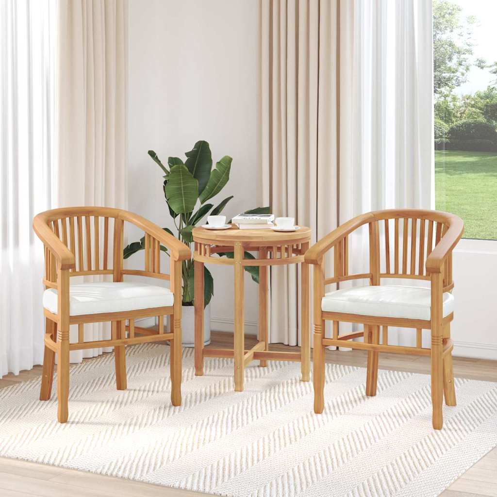 vidaXL Chair 2 pcs Brown Solid Teak Wood 3