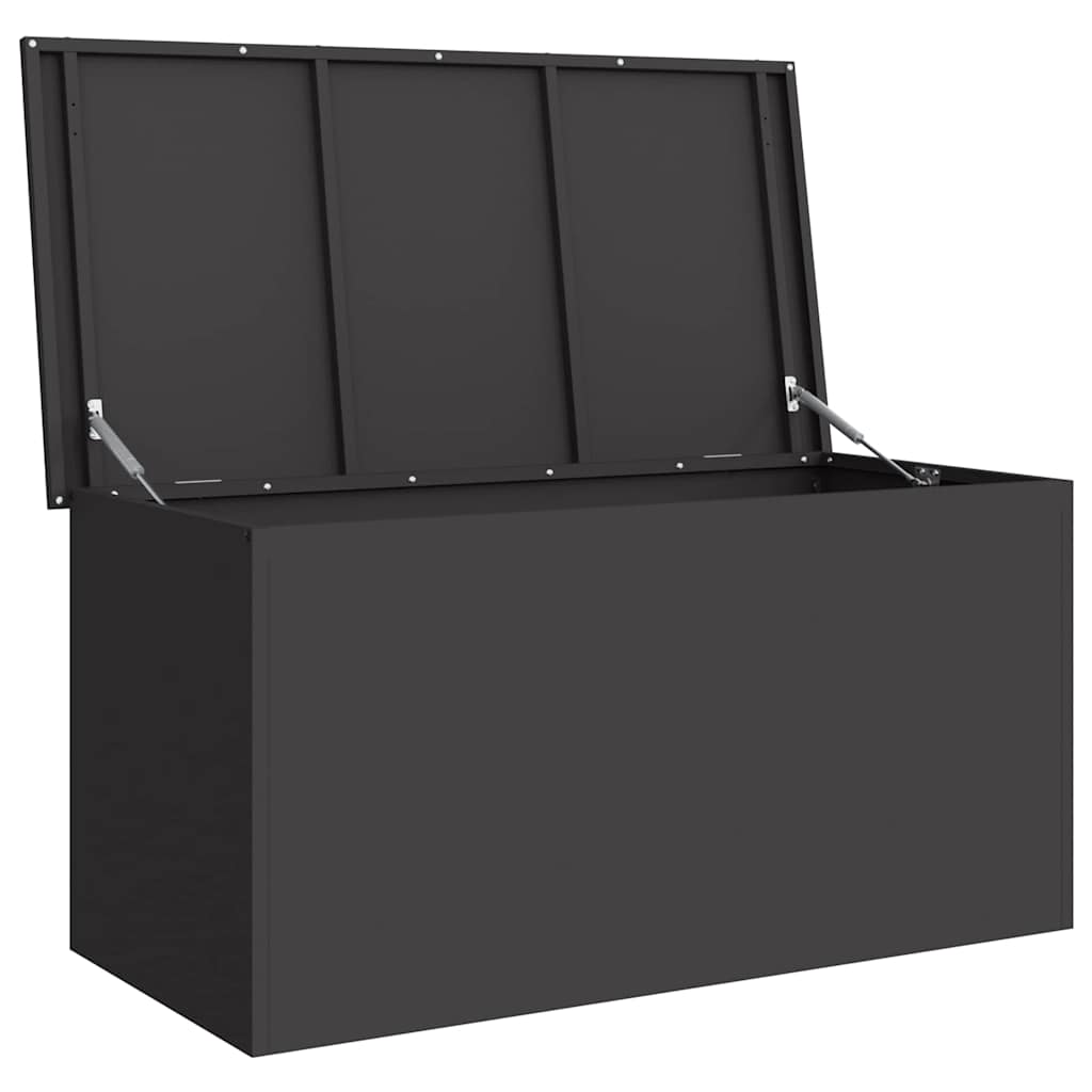 Garden Storage Cushion Box Galvanised Steel 100 x 50.5 x 50 cm Black