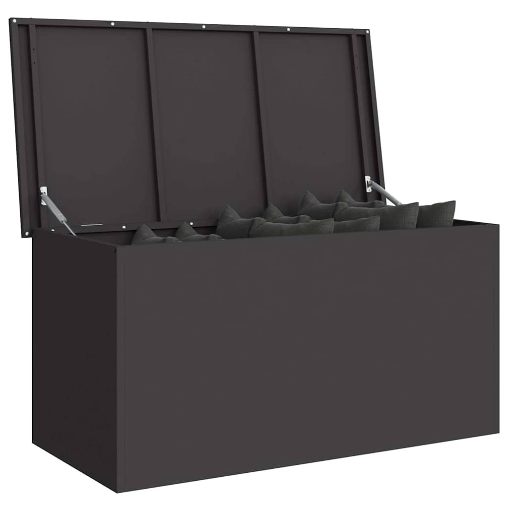 Garden Storage Cushion Box Galvanised Steel 100 x 50.5 x 50 cm Black