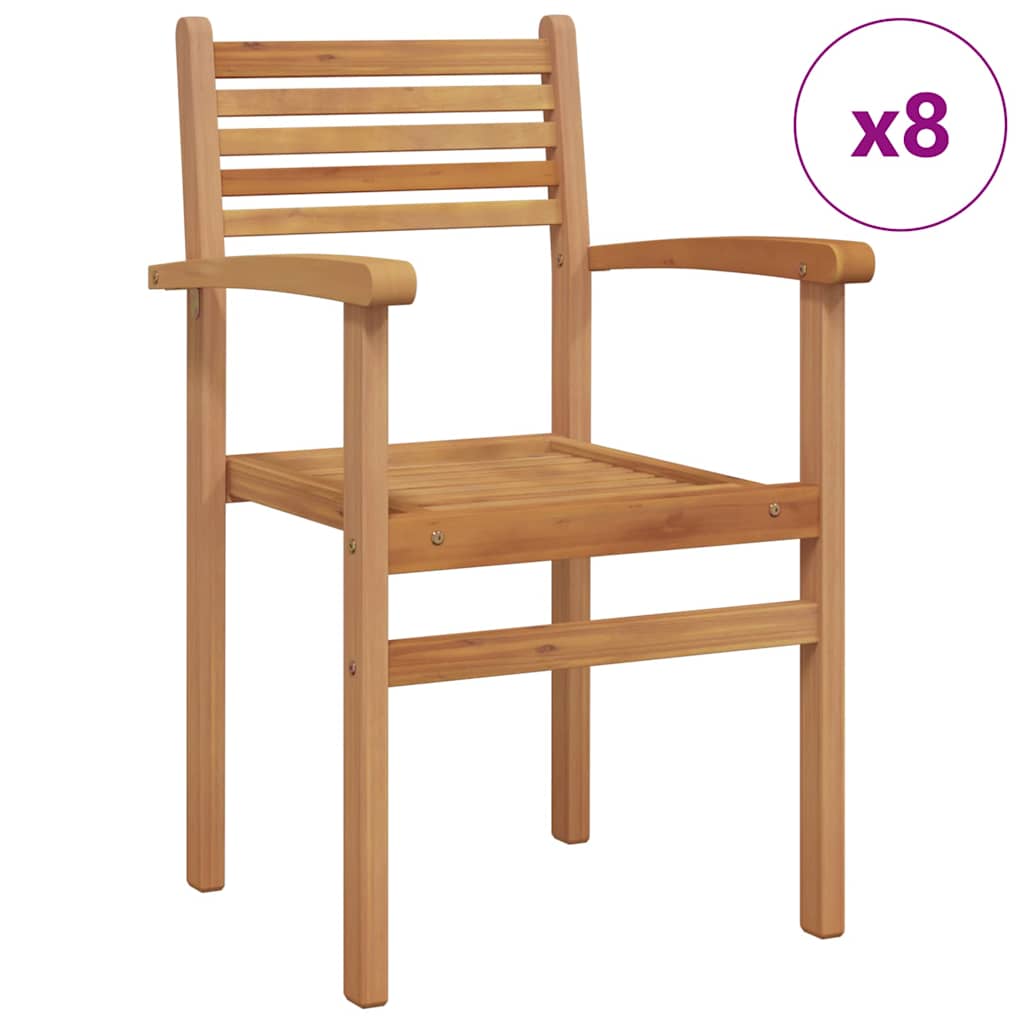 vidaXL Chair 8 pcs Brown Solid Teak Wood 3
