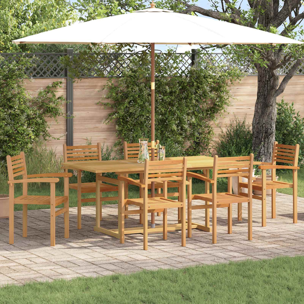 vidaXL Garden Dining Set 7 pcs Brown Solid Teak Wood 1