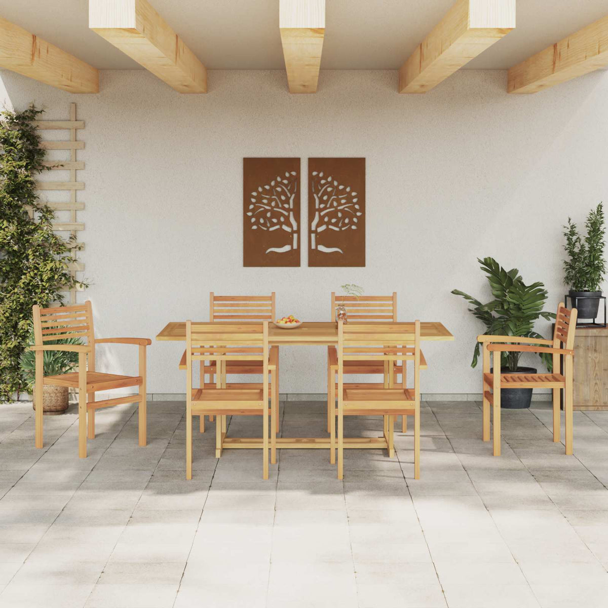 vidaXL Garden Dining Set 7 pcs Brown Solid Teak Wood 4