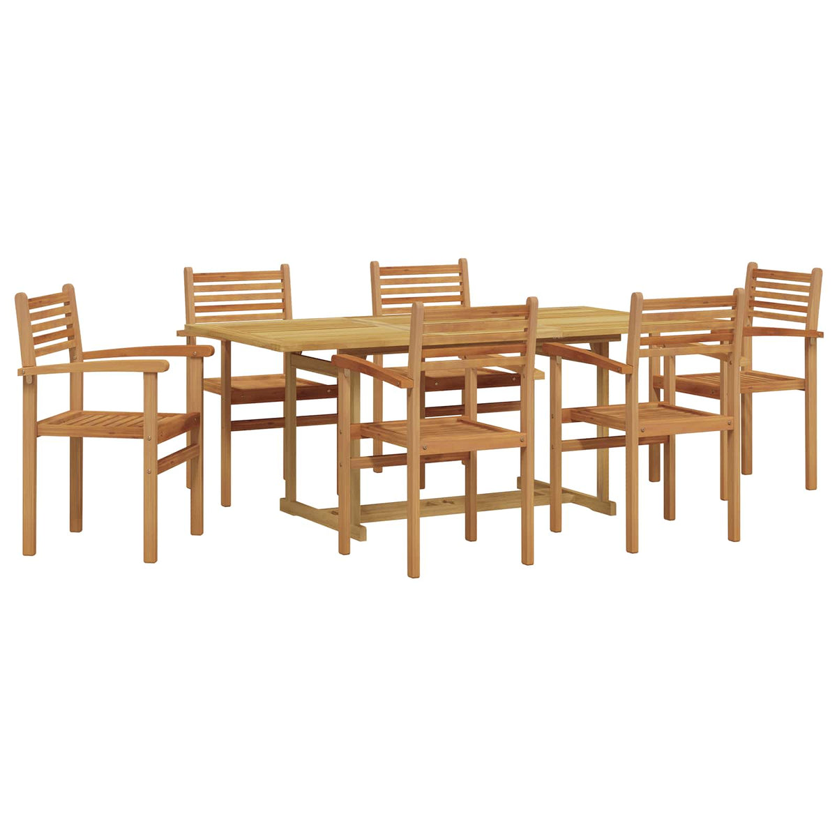 vidaXL Garden Dining Set 7 pcs Brown Solid Teak Wood 2