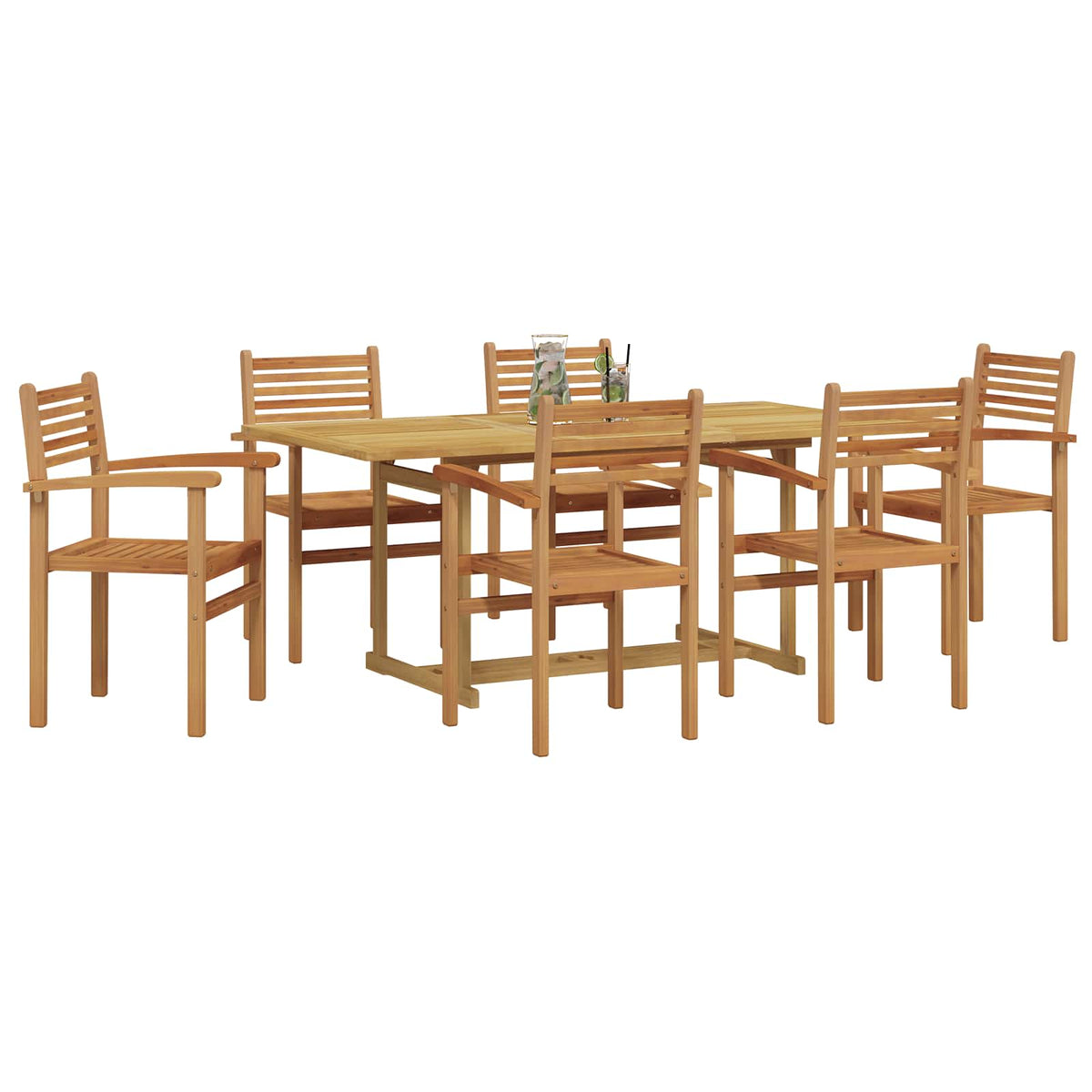 vidaXL Garden Dining Set 7 pcs Brown Solid Teak Wood 3
