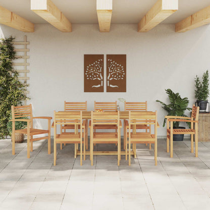 vidaXL Garden Dining Set 9 pcs Brown Solid Teak Wood 4