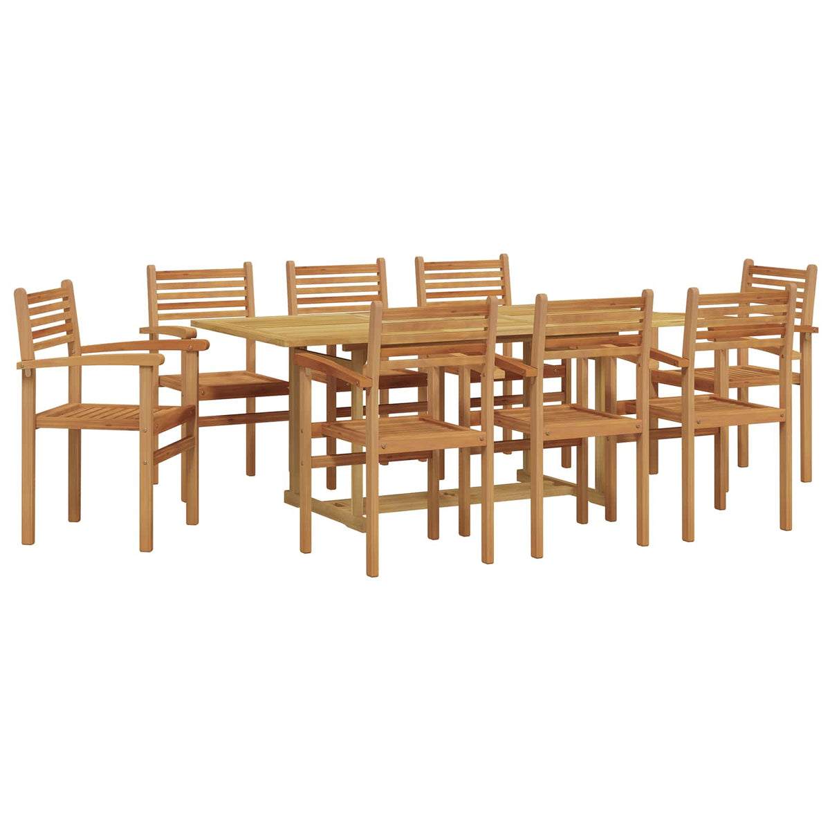 vidaXL Garden Dining Set 9 pcs Brown Solid Teak Wood 2