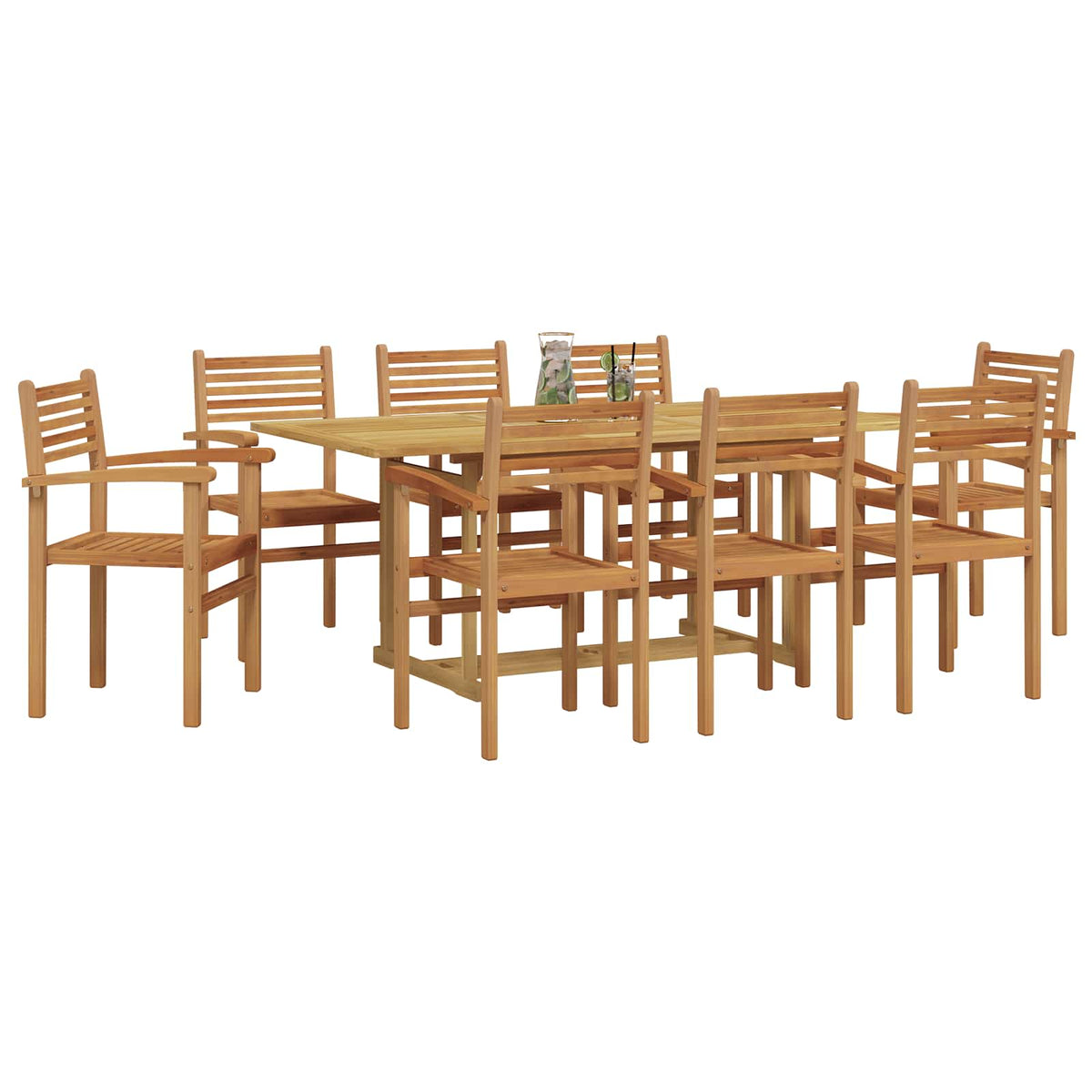 vidaXL Garden Dining Set 9 pcs Brown Solid Teak Wood 3