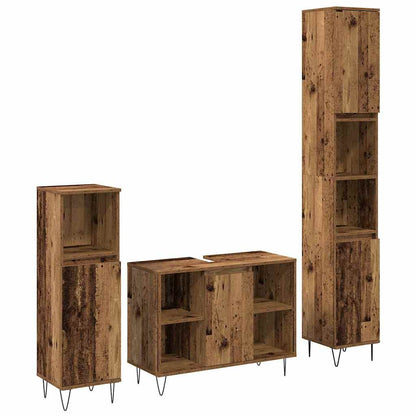 3 Piece Bathroom Furniture Set Engineered Wood Old wood
