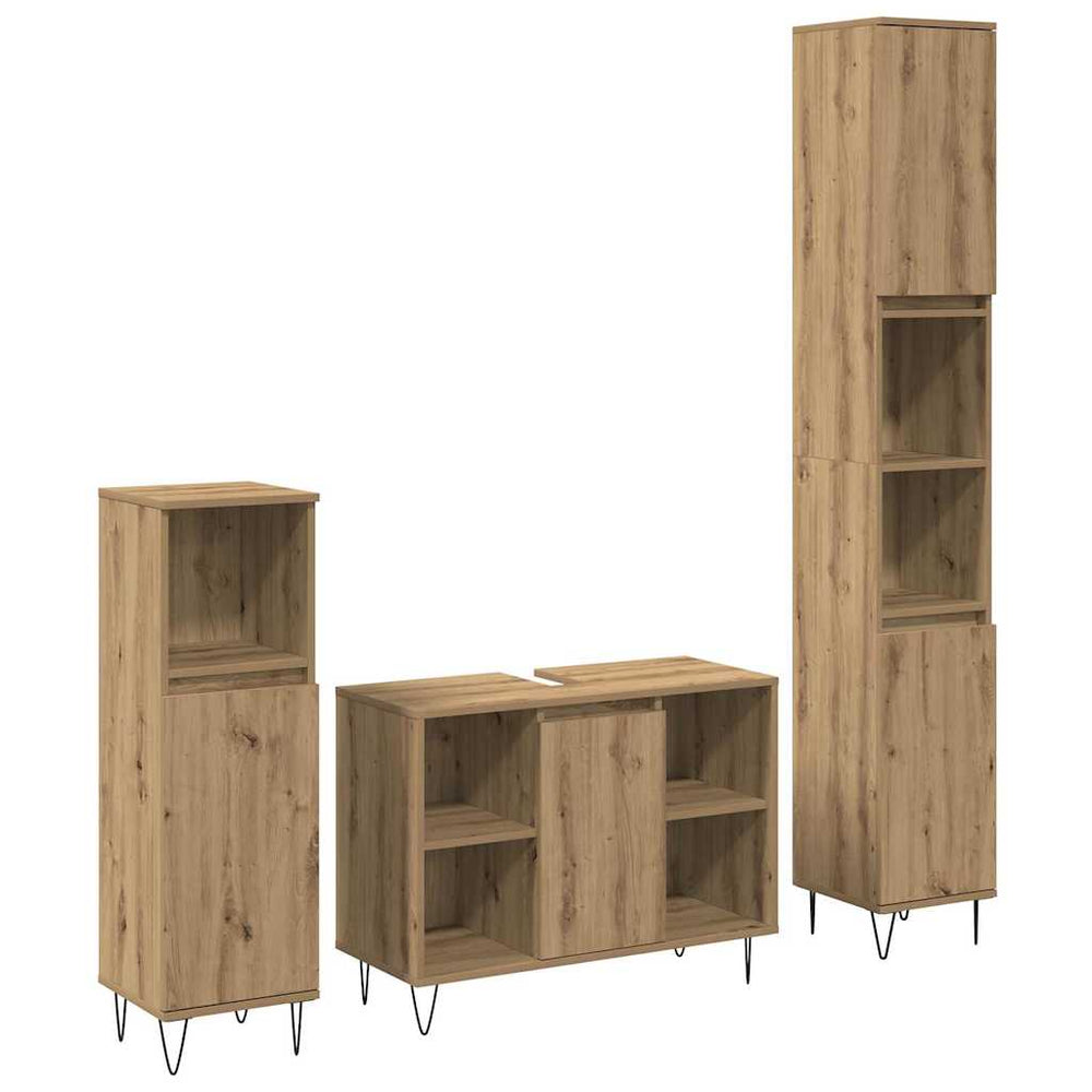 vidaXL 3 Piece Bathroom Furniture Set Engineered Wood