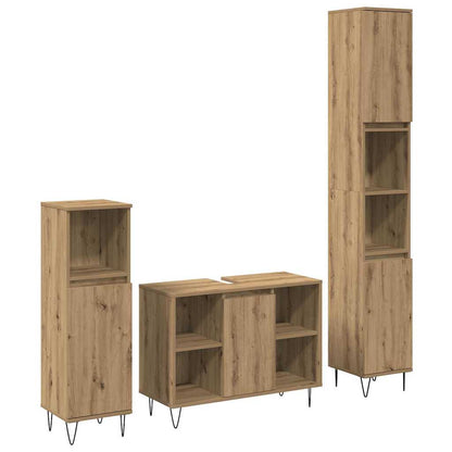 3 Piece Bathroom Furniture Set Engineered Wood Artisan oak
