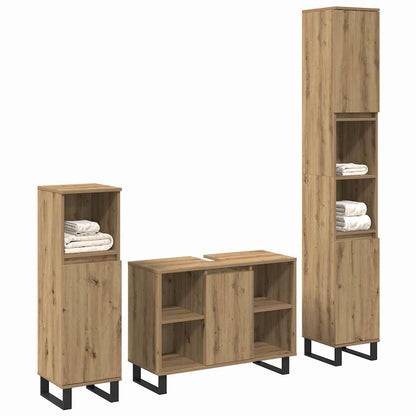 3 Piece Bathroom Furniture Set Engineered Wood Artisan oak