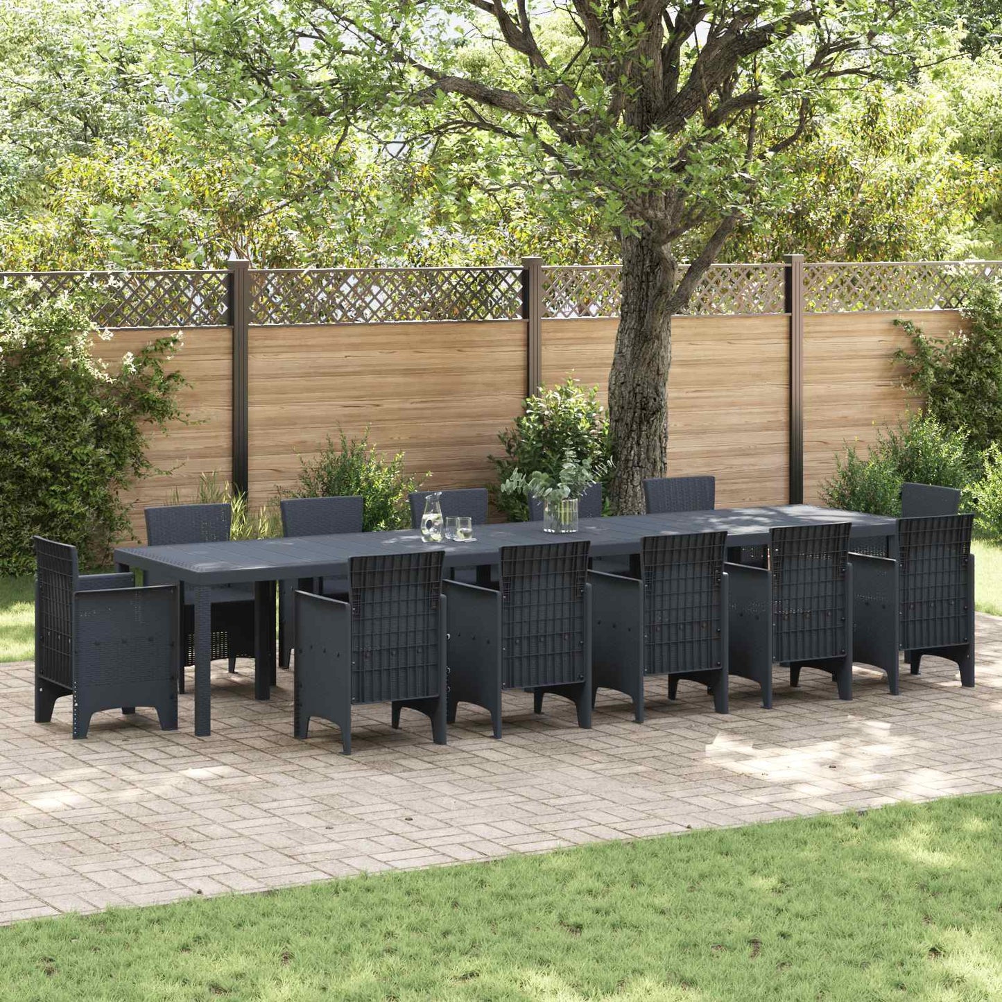 vidaXL Garden Table Anthracite 400 x 100 x 73 cm Poly Rattan 1