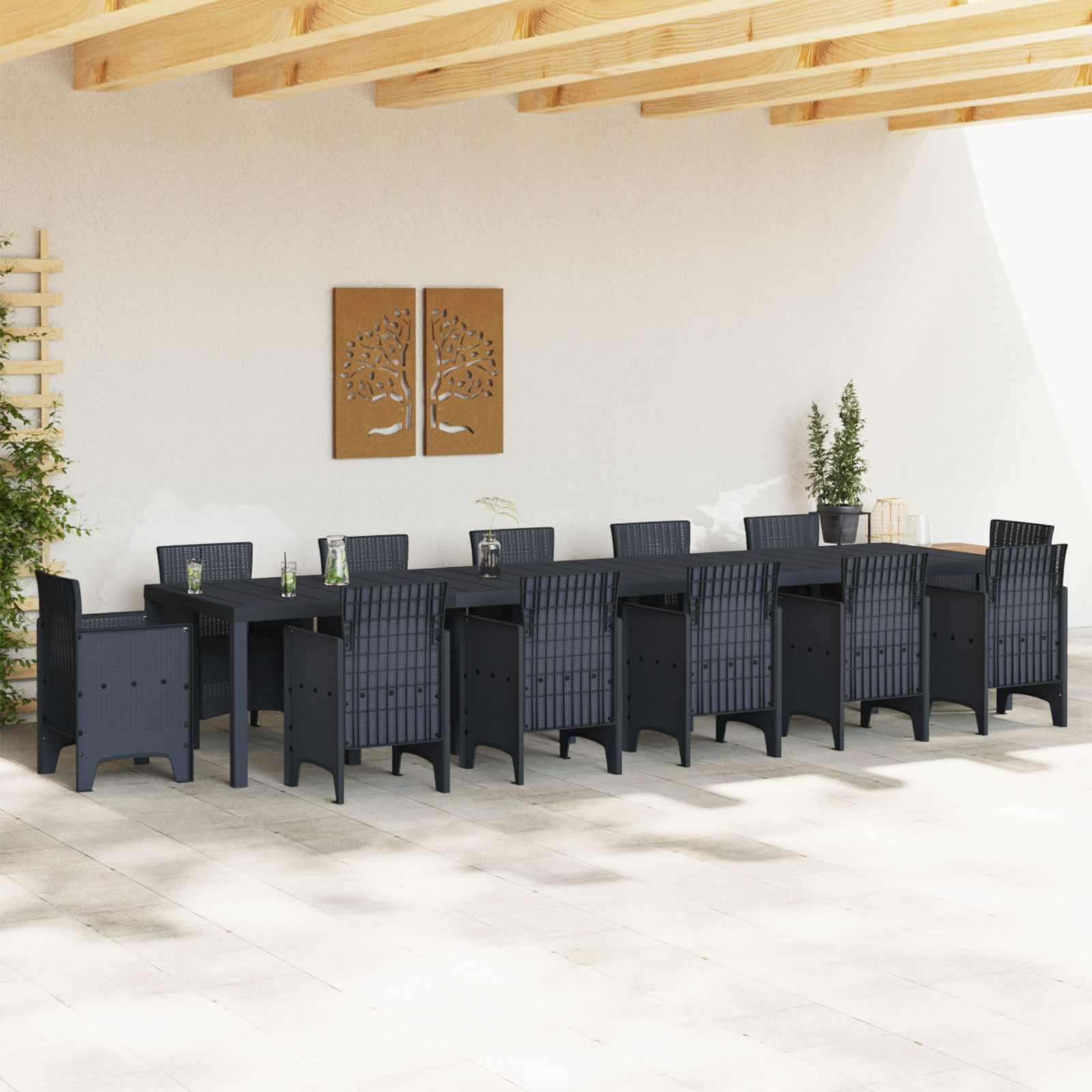 vidaXL Garden Table Anthracite 400 x 100 x 73 cm Poly Rattan 3