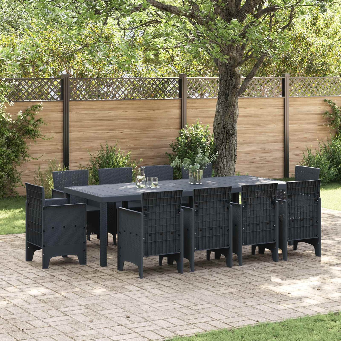 vidaXL Garden Dining Set 11 pcs Anthracite Polypropylene 1