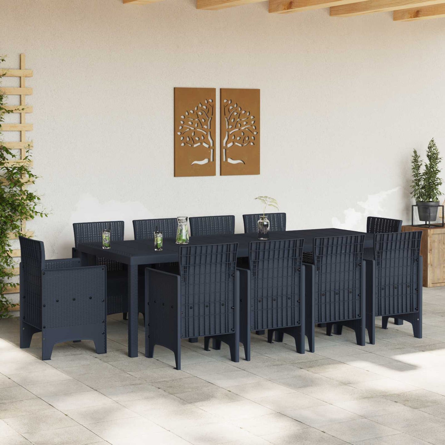 vidaXL Garden Dining Set 11 pcs Anthracite Polypropylene 3