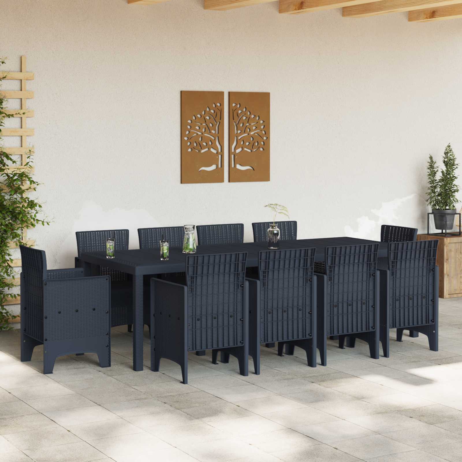 vidaXL Garden Dining Set 11 pcs Anthracite Polypropylene 3