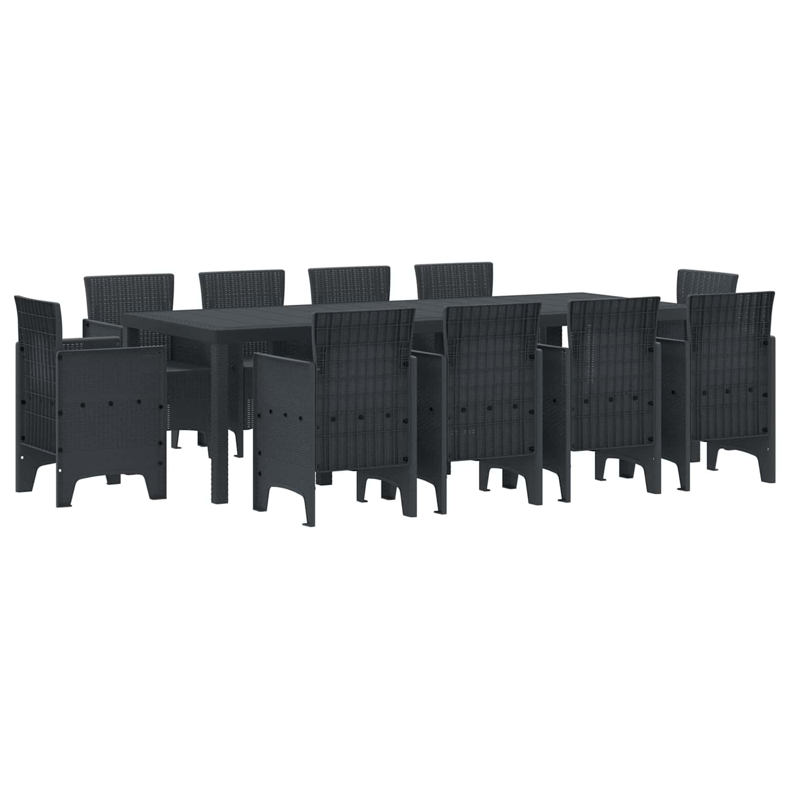 vidaXL Garden Dining Set 11 pcs Anthracite Polypropylene 2