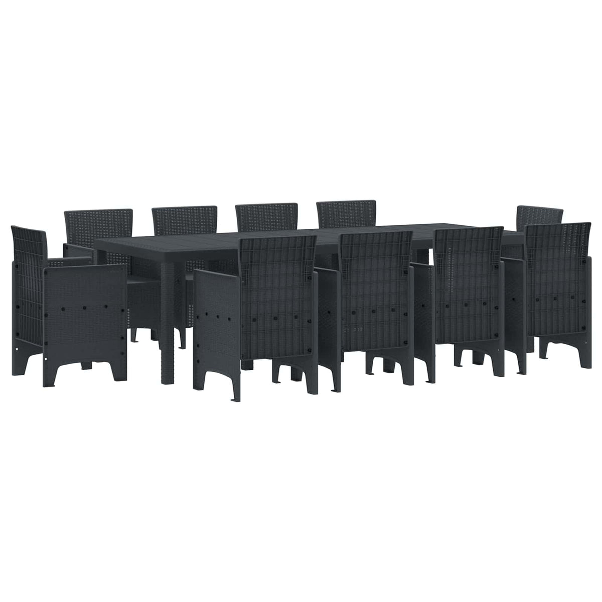 Garden Dining Set 9 pcs Polypropylene Anthracite without cushion 10-Seater