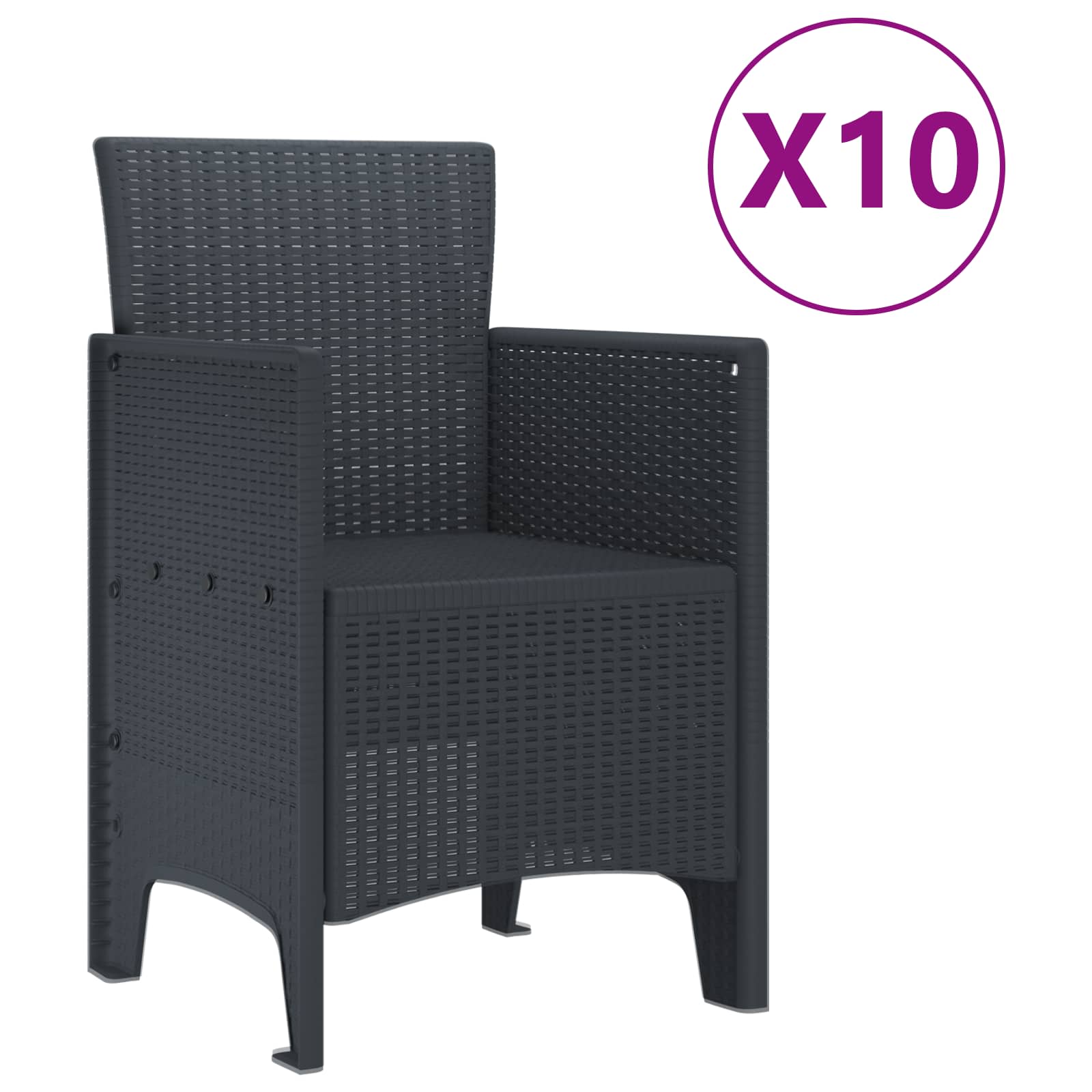 vidaXL Garden Dining Set 11 pcs Anthracite Polypropylene 5