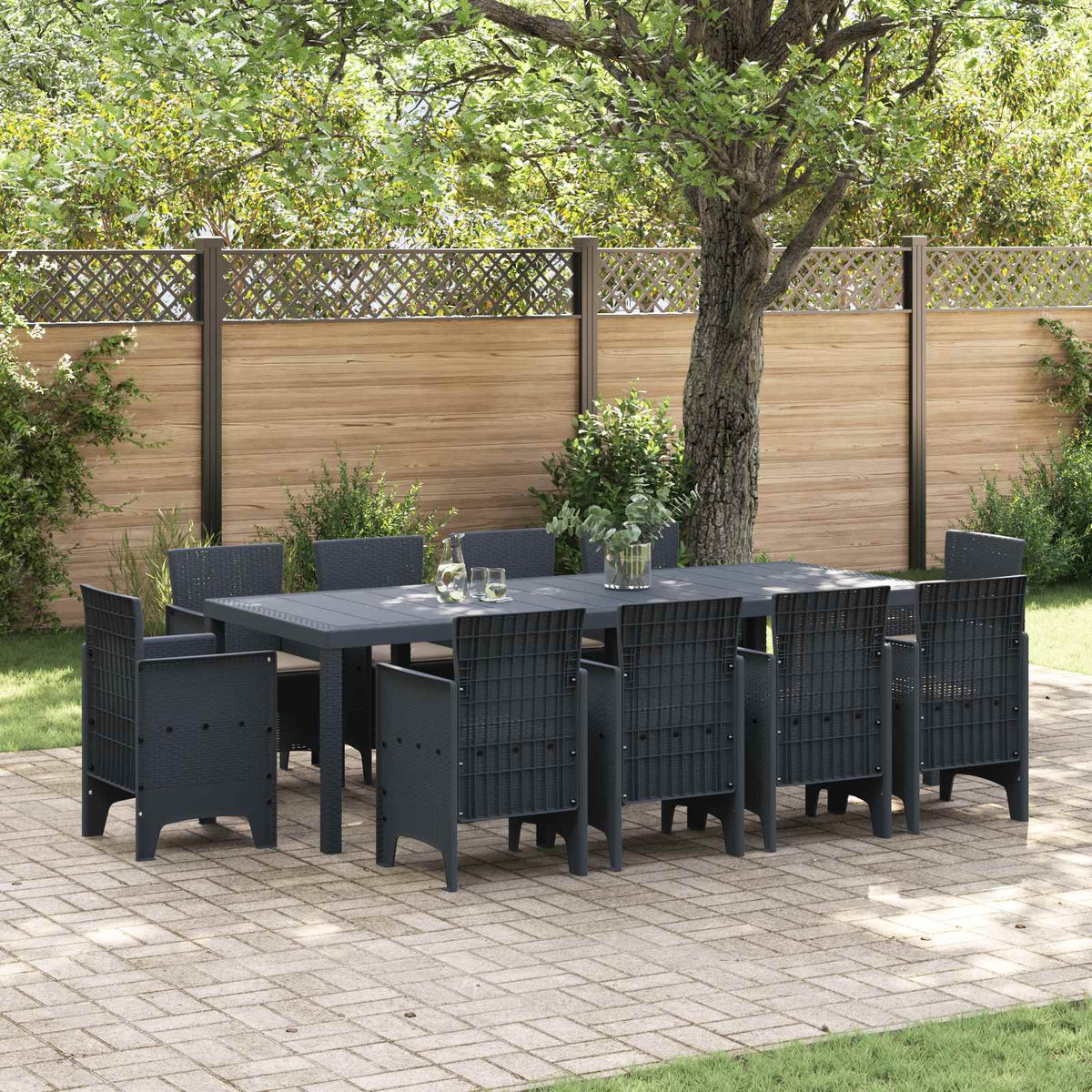 vidaXL Garden Dining Set 11 pcs Anthracite Polypropylene 1