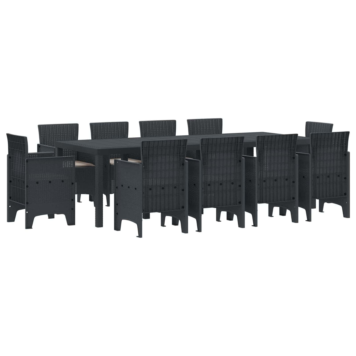 vidaXL Garden Dining Set 11 pcs Anthracite Polypropylene 2