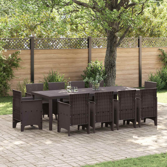 vidaXL Garden Dining Set 11 pcs Brown Polypropylene 1