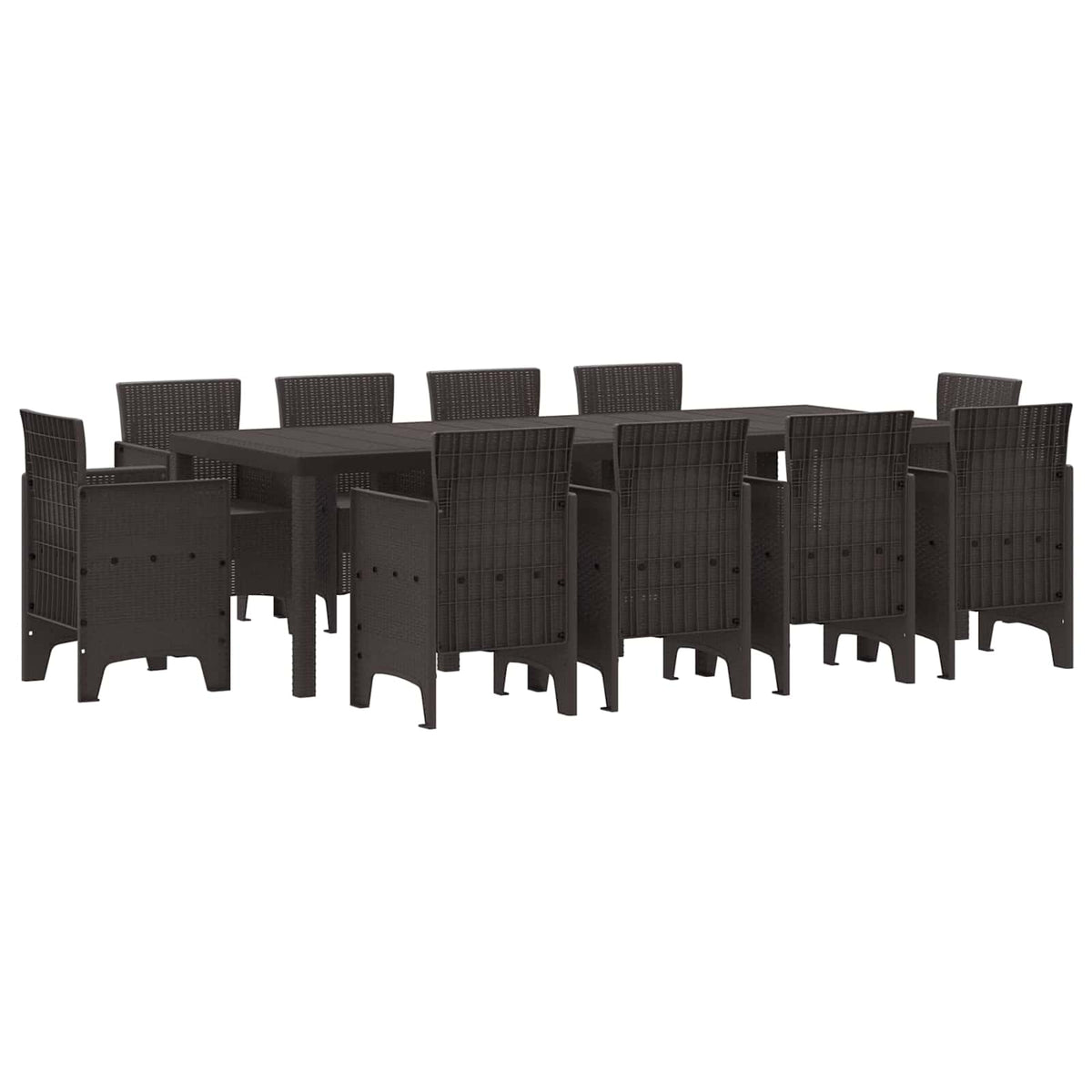 vidaXL Garden Dining Set 11 pcs Brown Polypropylene 2